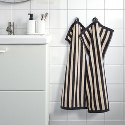 SLANHOSTMAL Hand towel, black/light beige striped, 40x70 cm