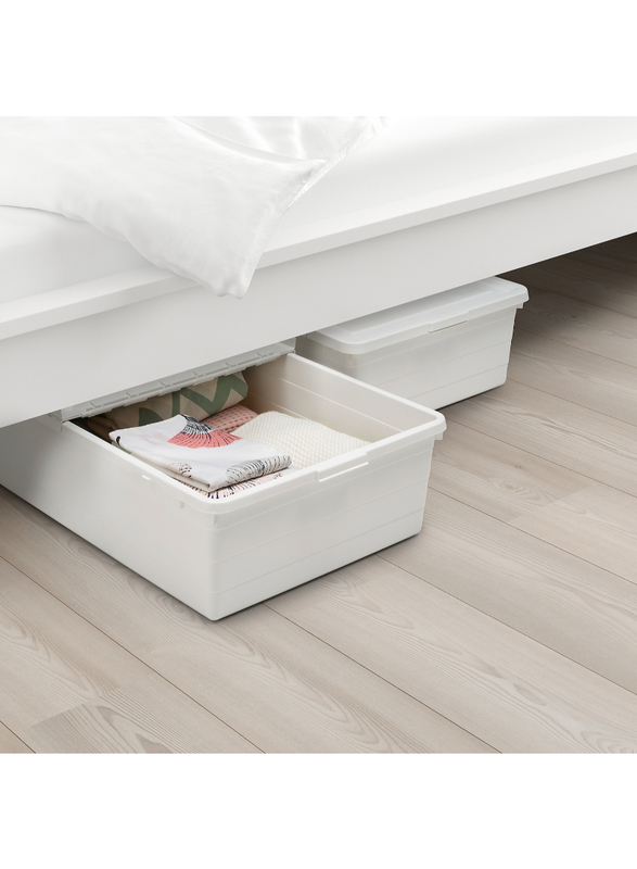 Storage box with lid, white, 50x77x19 cm