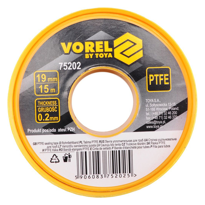 Vorel TeFLOn Tape 19mmx15m (3/4") 75202