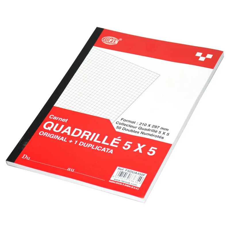 FIS French Duplicate Book, 5 mm Square, 50 Sets, A4 Size - FSDUA450F