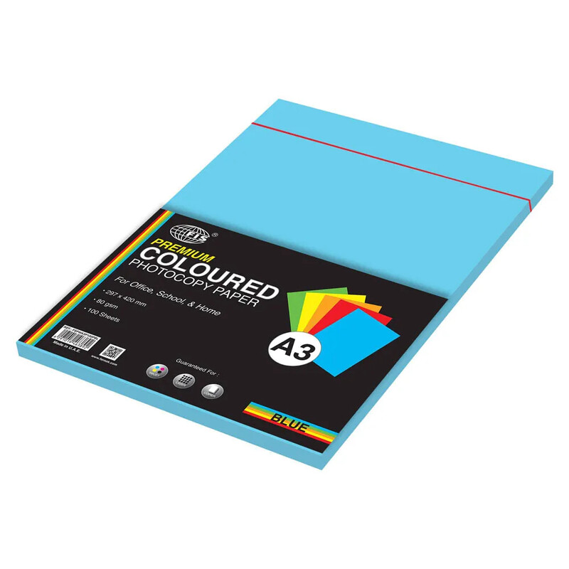 

Generic FIS Premium Color Photocopy Paper, 100 Sheets, 80 gsm, Premium Blue Color, A3 Size - FSPWA3P100PBL