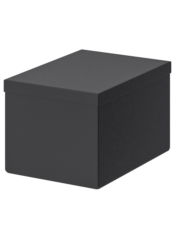 Storage box with lid, black, 18x25x15 cm