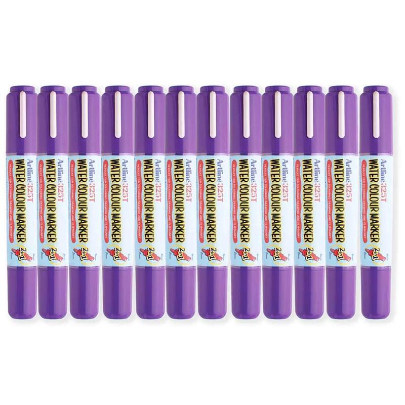 Artline 325T Water Colour Marker 2.0-5.0mm, Purple Color, Pack of 12 pcs. Acrylic Fibre Tip - ARMK325PU