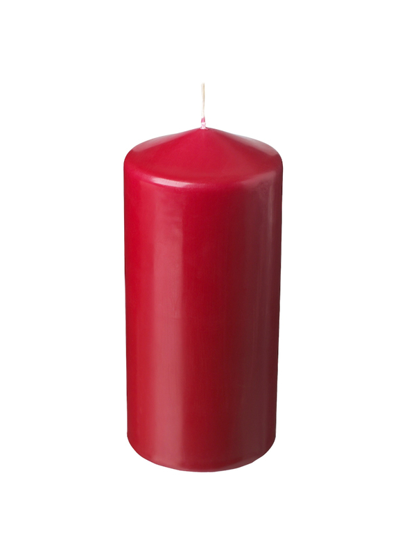 Unscented pillar candle, red, 14 cm