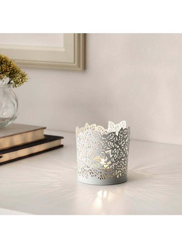 Tealight holder, white, 8 cm