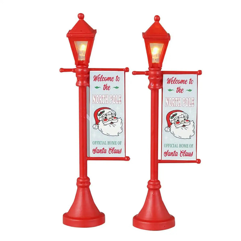 

Generic Christmas Lemax Battery-Operated North Pole Lamppost Festive Decor Set (2 Pc.)