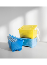 Box with lid, yellow/blue, 17x10 cm