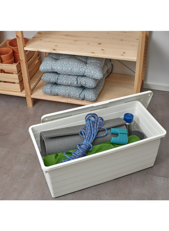 Storage box with lid, white, 38x76x30 cm