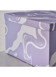 Storage box with lid, patterned/lilac white, 25x35x20 cm