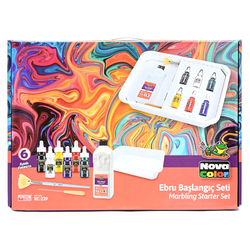 Nova Color Marbling Starter Paint Set With 800 Ml Of Purple Color Paint With 6  30 Ml Colors (Blue,Red,Yellow,Green,Black,White) And Brushes -KRPBNC-239