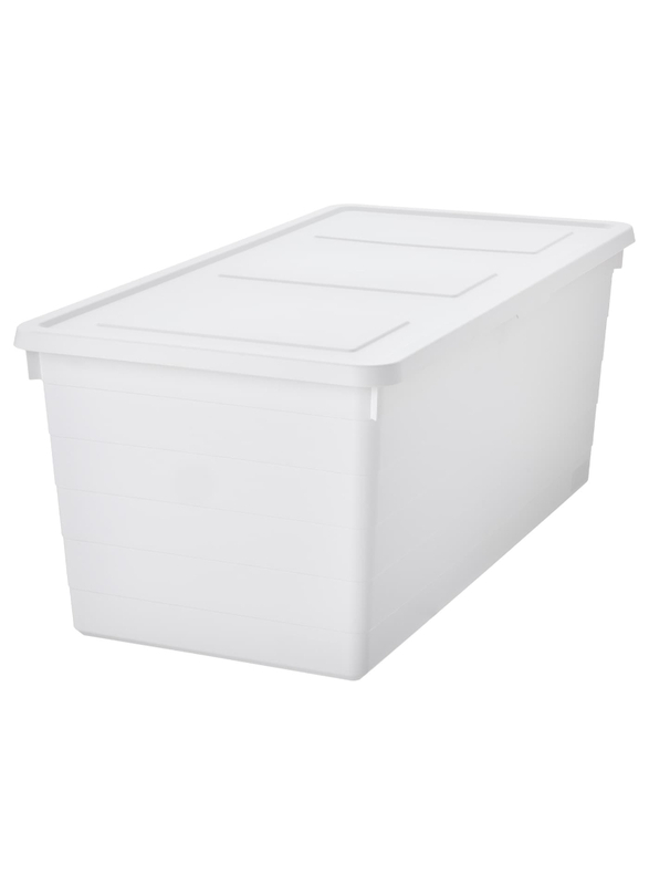 Storage box with lid, white, 38x76x30 cm