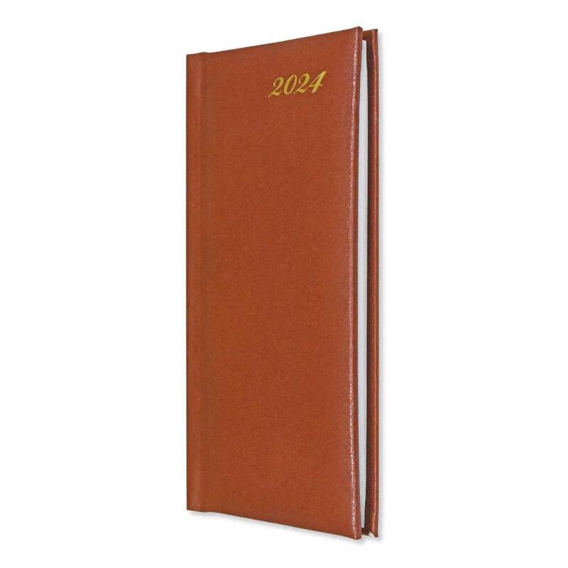 Fis 2024 Slim Diary Vinyl 1 Side Padded English & French - Brown -FSDI59EFN24BR