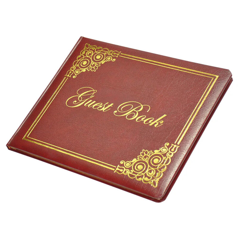 

Generic FIS Golden Guest Book, Bonded Leather Cover, Ivory Paper, 64 Sheets, 100 gsm, 1 Side Padded Cover, With Gift Box & Gilding With Round Corners, Maroon