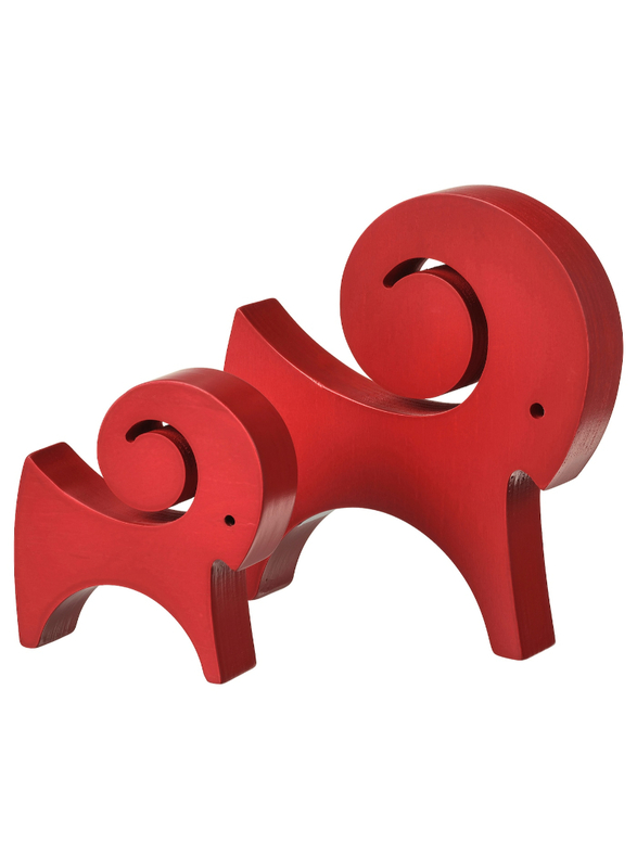 Decoration set of 2, goat red