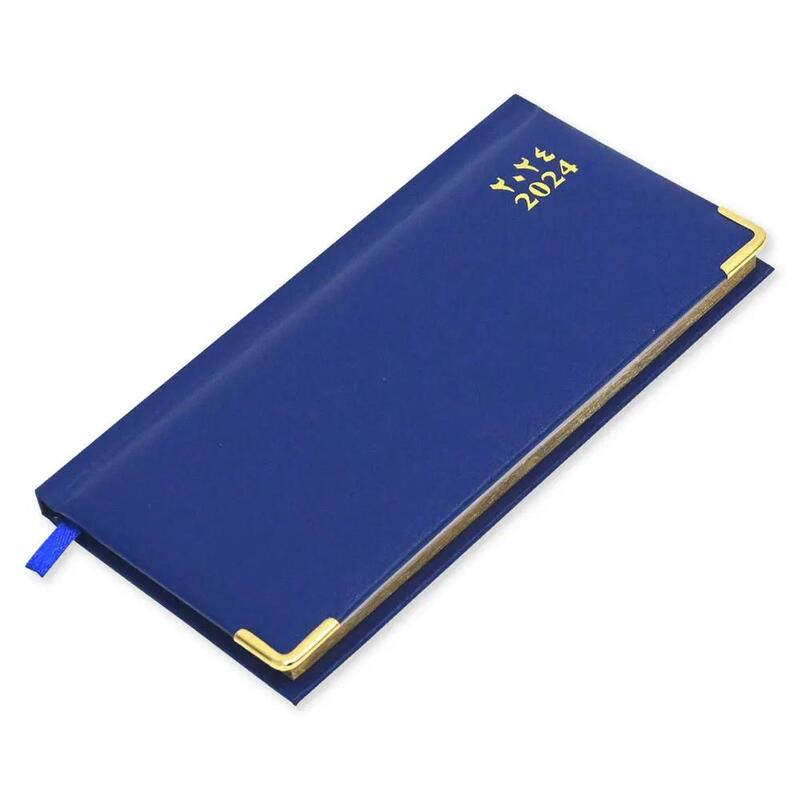 FIS 2024 Golden Slim Arabic English Diary Vinyl, 1 Side Padded Blue -FSDI52AEG24BL