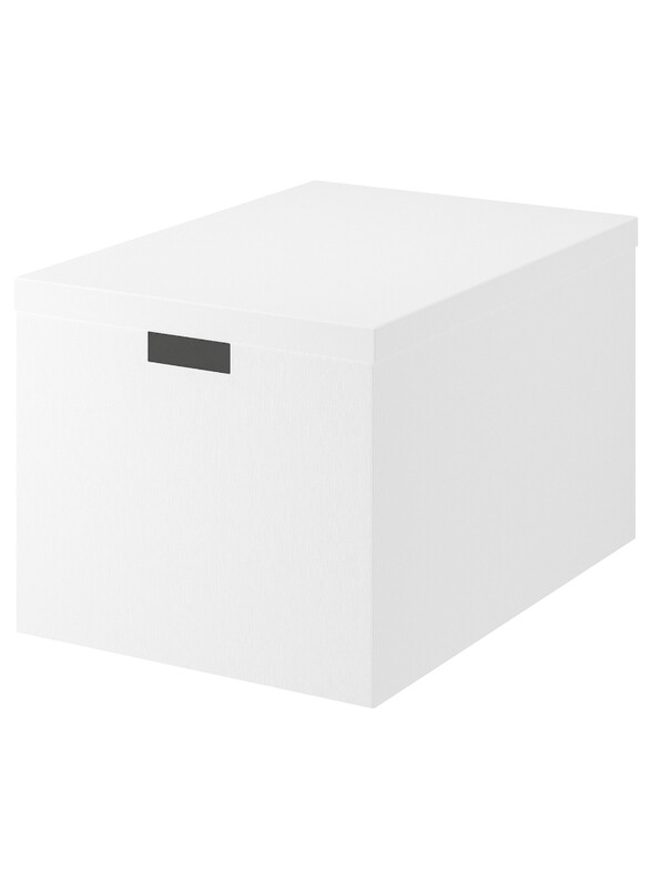 

TJENA Storage box with lid, white, 35x50x30 cm