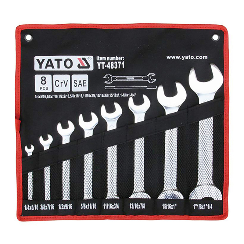 YATO Double Open End Spanner 8pcs/set S.A.E. 1/4"x5/16"-1-1/8"x1-1/4" YT-48371