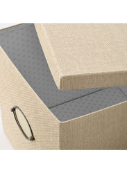 Storage box with lid, beige, 32x35x32 cm