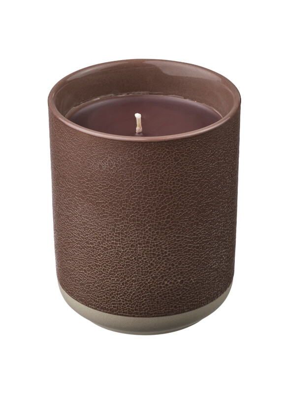 

Silkestrad Scented candle in ceramic jar, leather & vanilla/brown, 45 hr