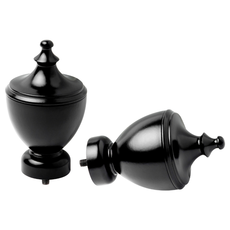 Finials 1 Pair Easily Change The Expression Of The Curtain Rod Black