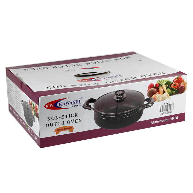 Kawashi'S Super Quality Non-Stick Dutch Oven With Glass-Lid 36Cm