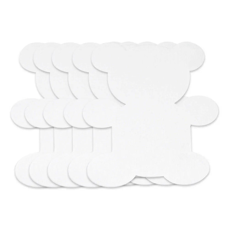 Pack of 5 Pieces Artmate Peelable Teddy Bear Shape Canvas Sticker, Self Adhesive Canvas, Primed White Colour - JISTJIPCS-5-4