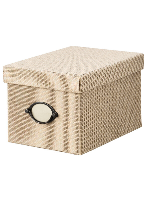 

Kvarnvik Storage box with lid, beige, 18x25x15 cm