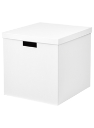 Storage box with lid, white, 32x35x32 cm