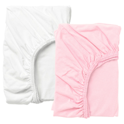 Fitted Sheet For Cot White/Pink 60X120cm