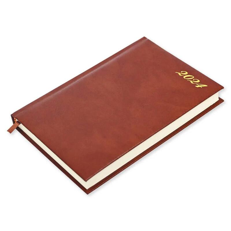 FIS A5 Bonded Leather Russian Diary 2024 (Russian/English) Brown - FSDIRUB0124BR