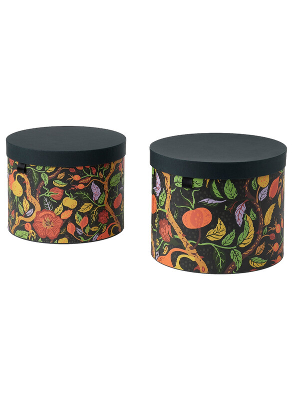 

Hostagille Storage box with lid, set of 2, floral pattern multicolour