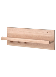 Wall organiser w hooks, oak, 42x15x11 cm