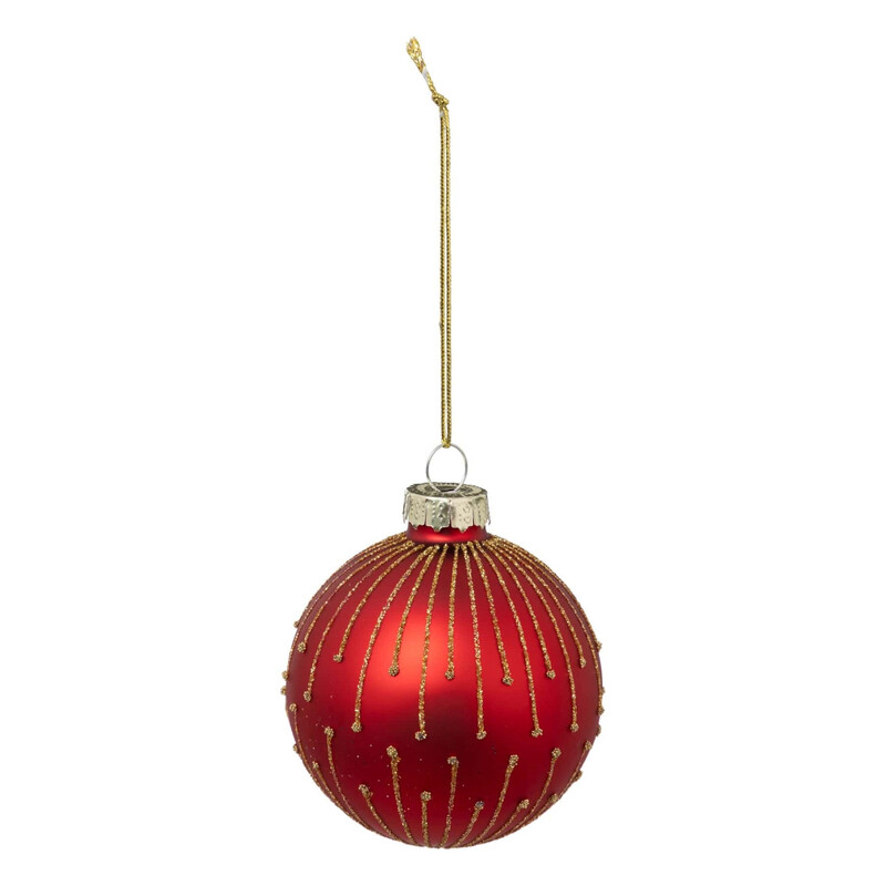 

Generic Christmas Atmosphera Red W/Gold Accent Bauble (7 x 7.7 cm, Red)