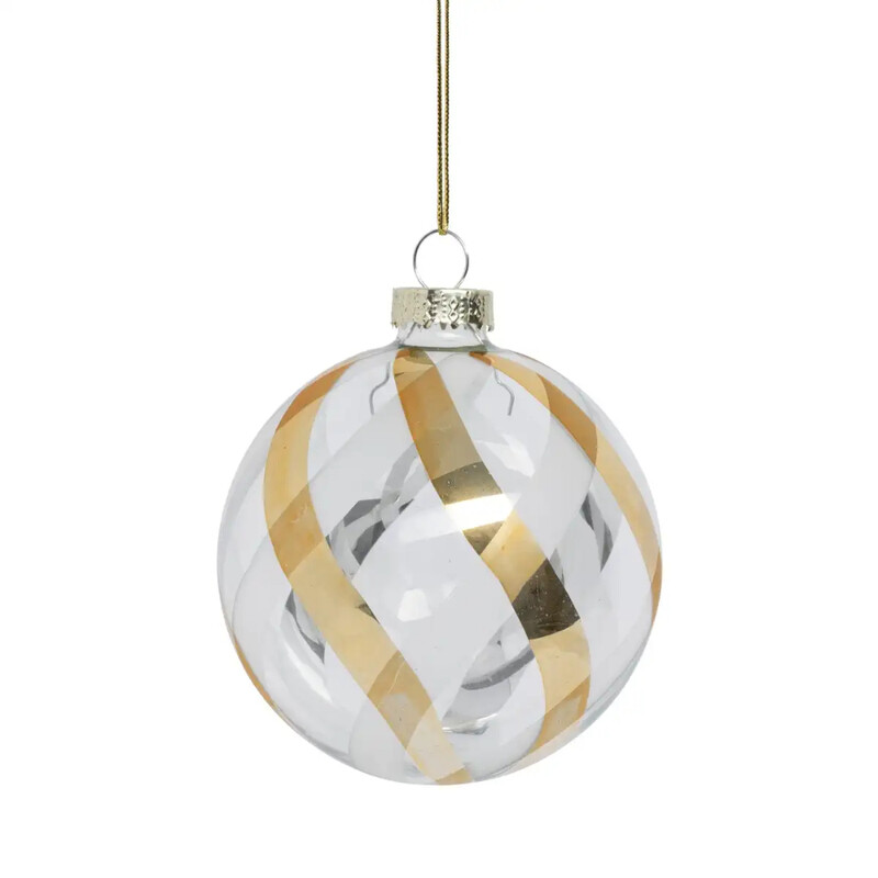 

Generic Christmas Atmosphera Christmas Glass Waves Bauble (8 cm, Gold)