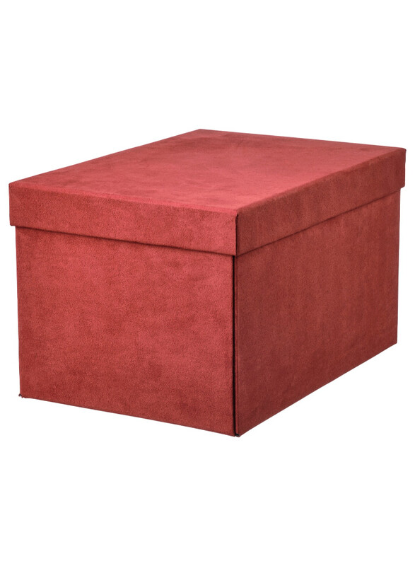 

Gjatta Storage box with lid, velvet brown-red, 18x25x15 cm