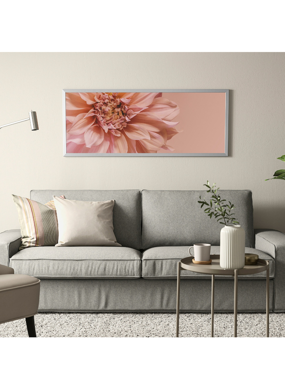 Picture with frame, flowers-in pink/aluminium-colour, 140x56 cm