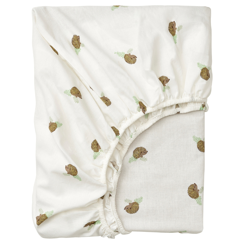 Fitted Sheet For Cot Hedgehog Pattern/White 60X120cm