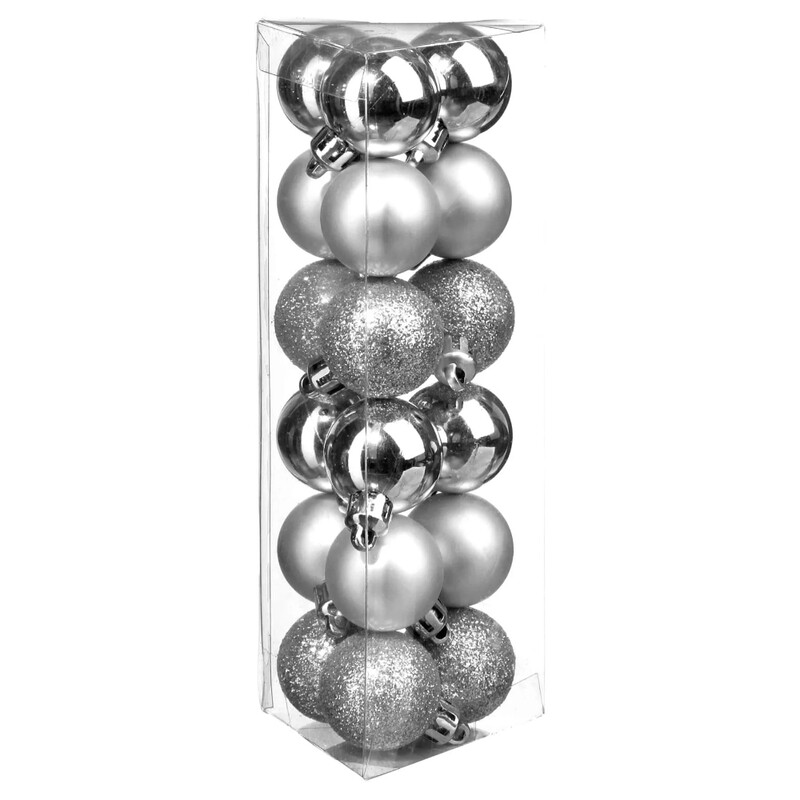 

Generic Christmas Atmosphera Plastic Tree Ornament Set (18 Pc., 3 cm, Silver)