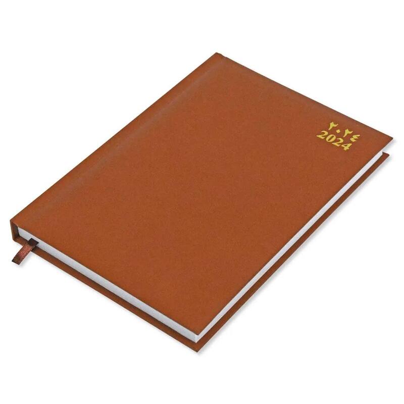 FIS A5 Diary 2024 (Arabic/English) 1 Side Padded Cover, Brown - FSDI18AE24BR