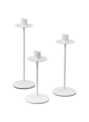 Candlestick, set of 3, white