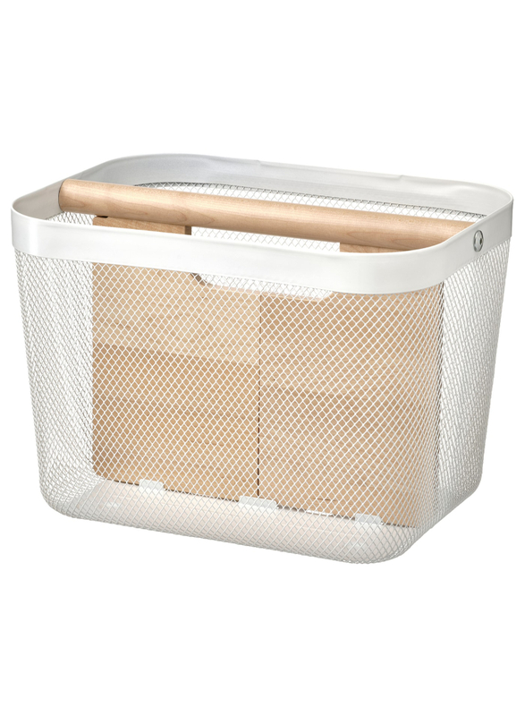 Basket with compartments, white, 33x24x23 cm