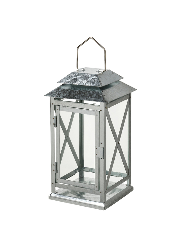 Lantern f block candle, in/outdoor, galvanised, 29 cm