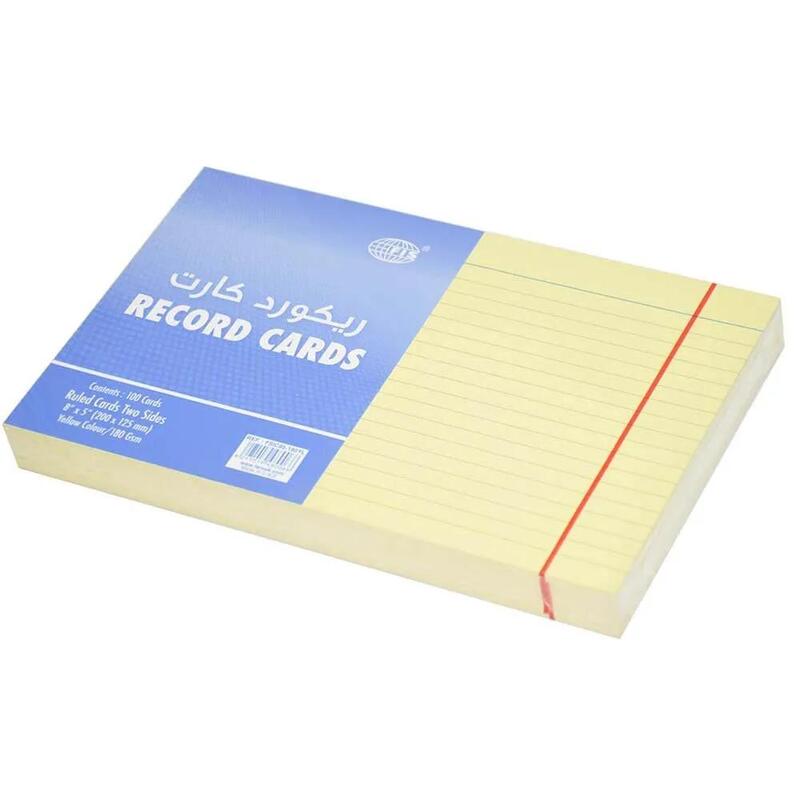 100-Cards FIS Record Card 8X5 Inch Yellow, 180GSM - FSIC85-180YL