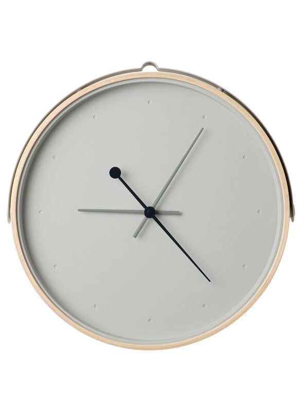 Wall clock, ash veneer/light grey, 42 cm