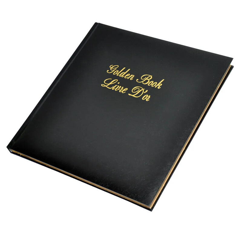 

Generic FIS Golden Book, Vinyl Cover, Laid Paper, 96 Sheets, 100 gsm With Gift Box and Gilding, Black Color, 280 x 275 mm Size - FSCLGBCW-V