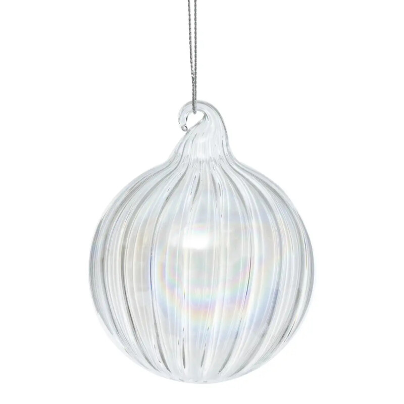 

Generic Christmas Atmosphera Glass Striped Bauble (8 cm, Transparent)