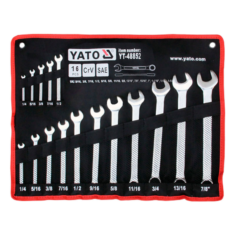 YATO Combination Spanner 16pcs/set S.A.E. 1/4"-11/4" YT-48852