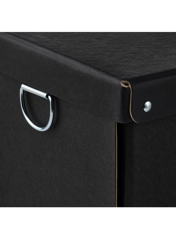 Storage box with lid, black, 16.5x16.5x15 cm