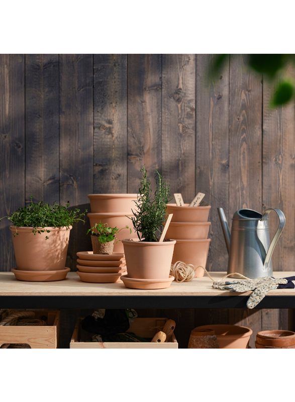 Plant pot with saucer, in/outdoor terracotta, 12 cm