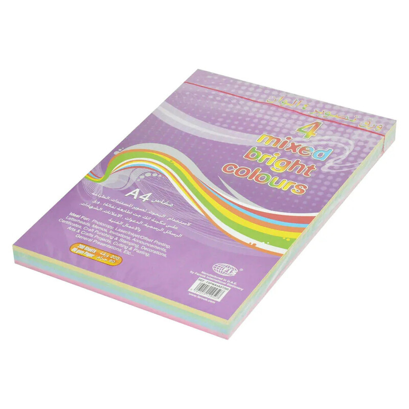 

Generic FIS Pastel Color Photocopy Paper, 200 Sheets, 80 gsm, Assorted Colors, A4 Size - FSPWA4AST200